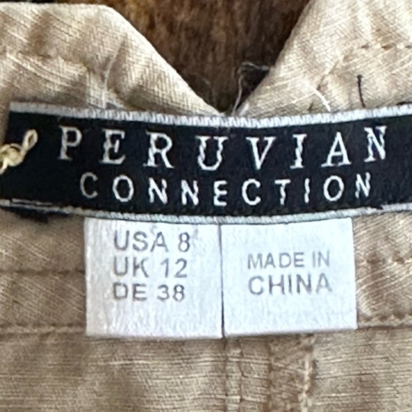 Peruvian Connection | Tan Linen Blend Wide Leg Trousers - Picture 2 of 6